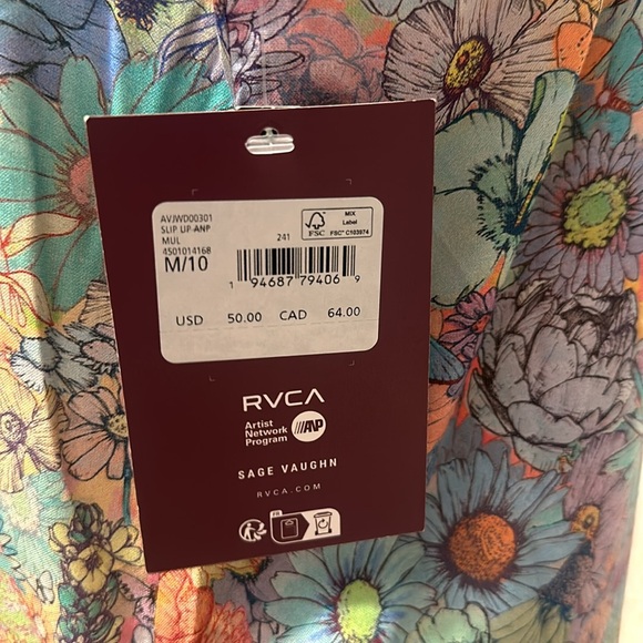 NWT RVCA printed slip dress - Picture 5 of 6